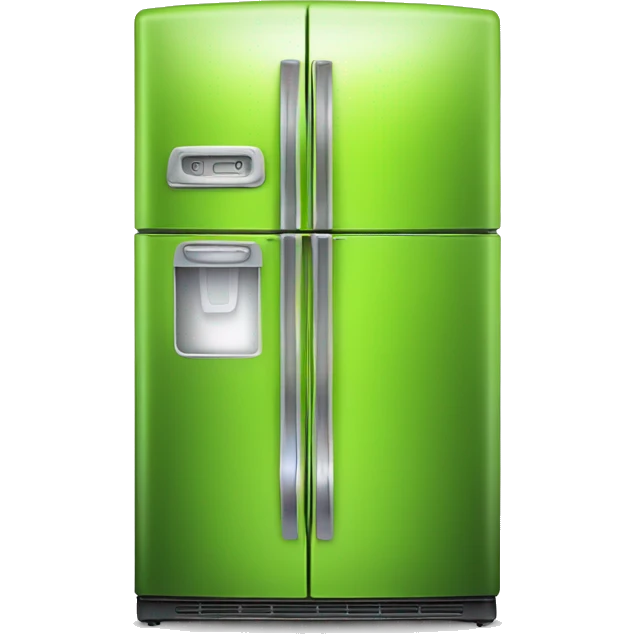 Realistic metallic lime green fridge isolated. emoji
