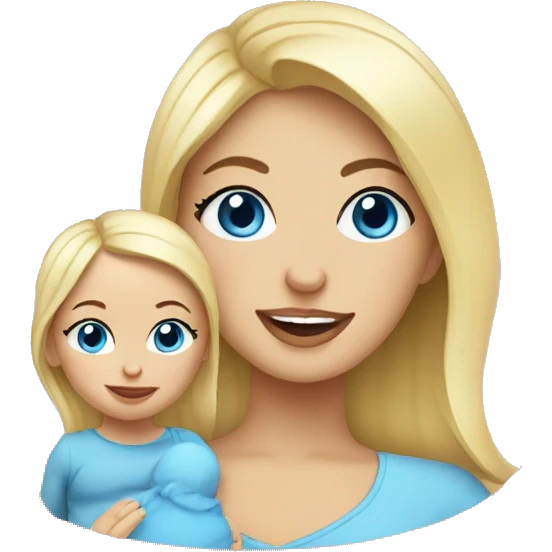 blue eyed blonde mom and baby girl emoji