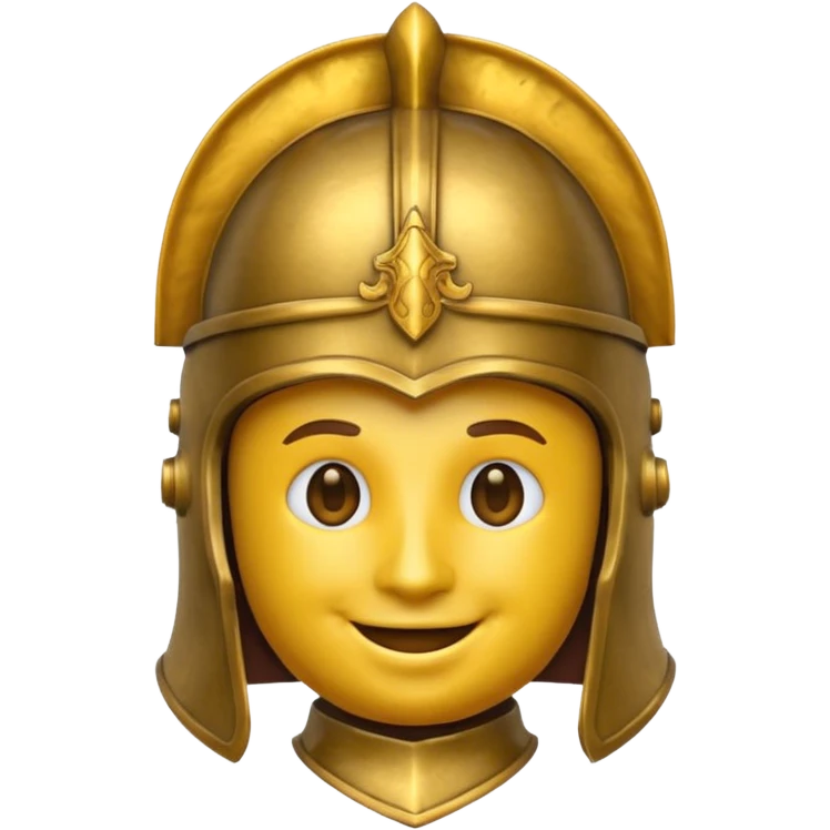 round emoji head with roman empire knight helmet emoji