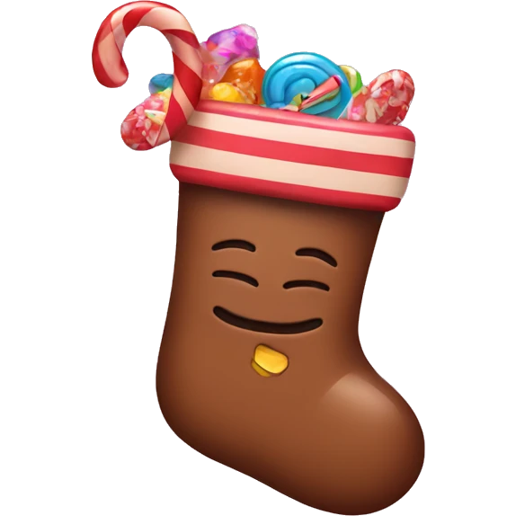 Brown stocking with candy inside  emoji