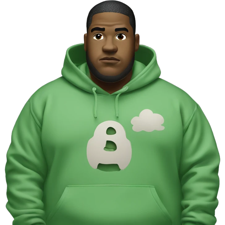 Heavy guy wearing bape hoodie green smoke emoji