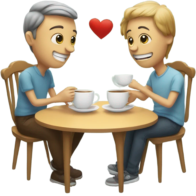 Two people drinking tea while speaking  emoji
