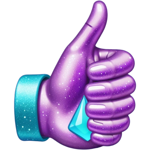 Glitter purple and cian hand thumbs up emoji