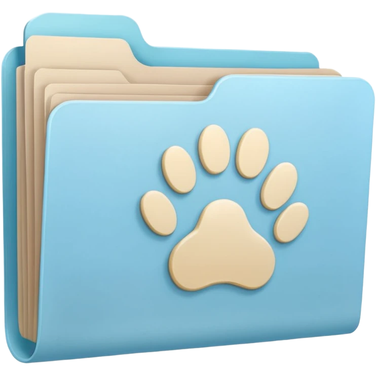 a pastel folder of documents with a pawprint on it emoji