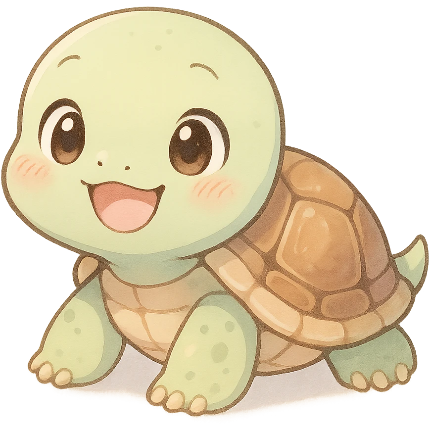 cute anime turtle, happy expression, cute style, detailed, soft colors emoji
