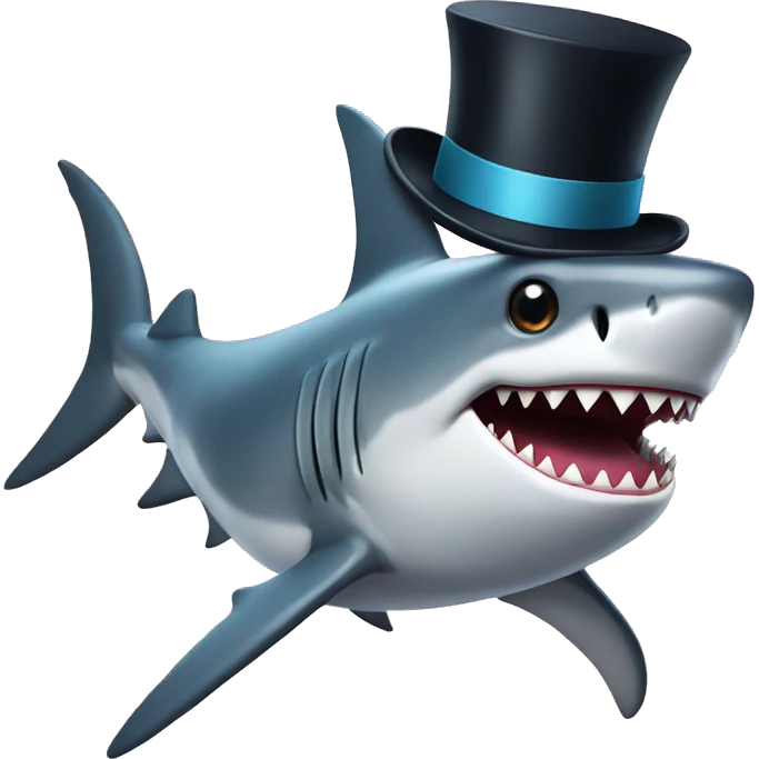 Shark with a top hat emoji
