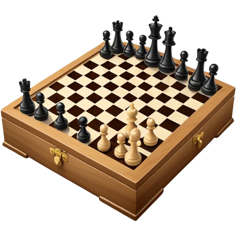 open box with a chessboard and scattered floating chess pieces emoji