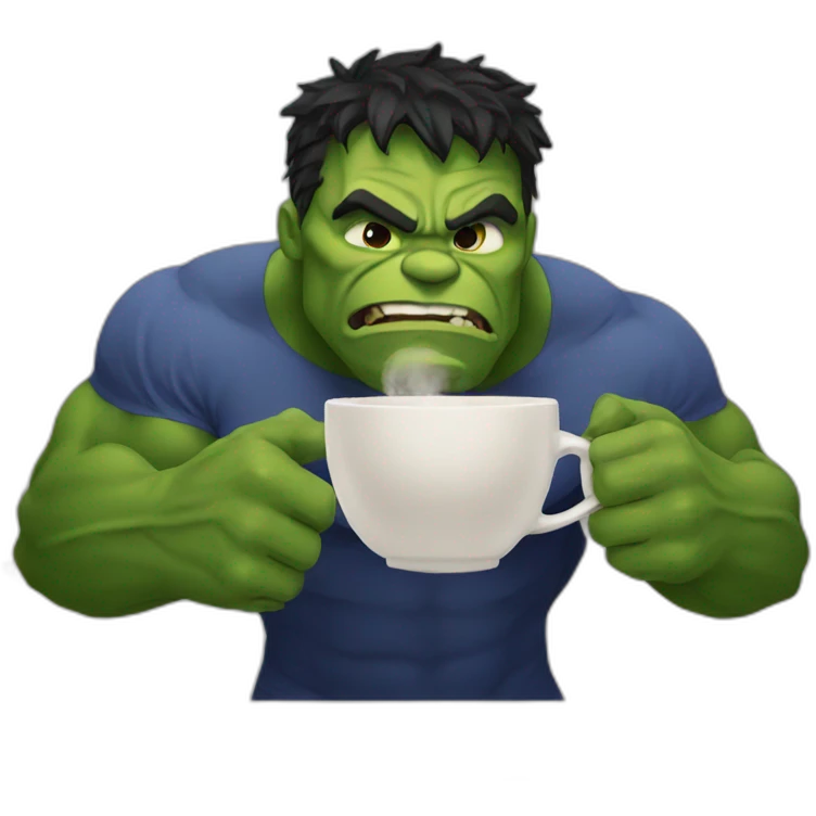 The hulk sipping coffee emoji