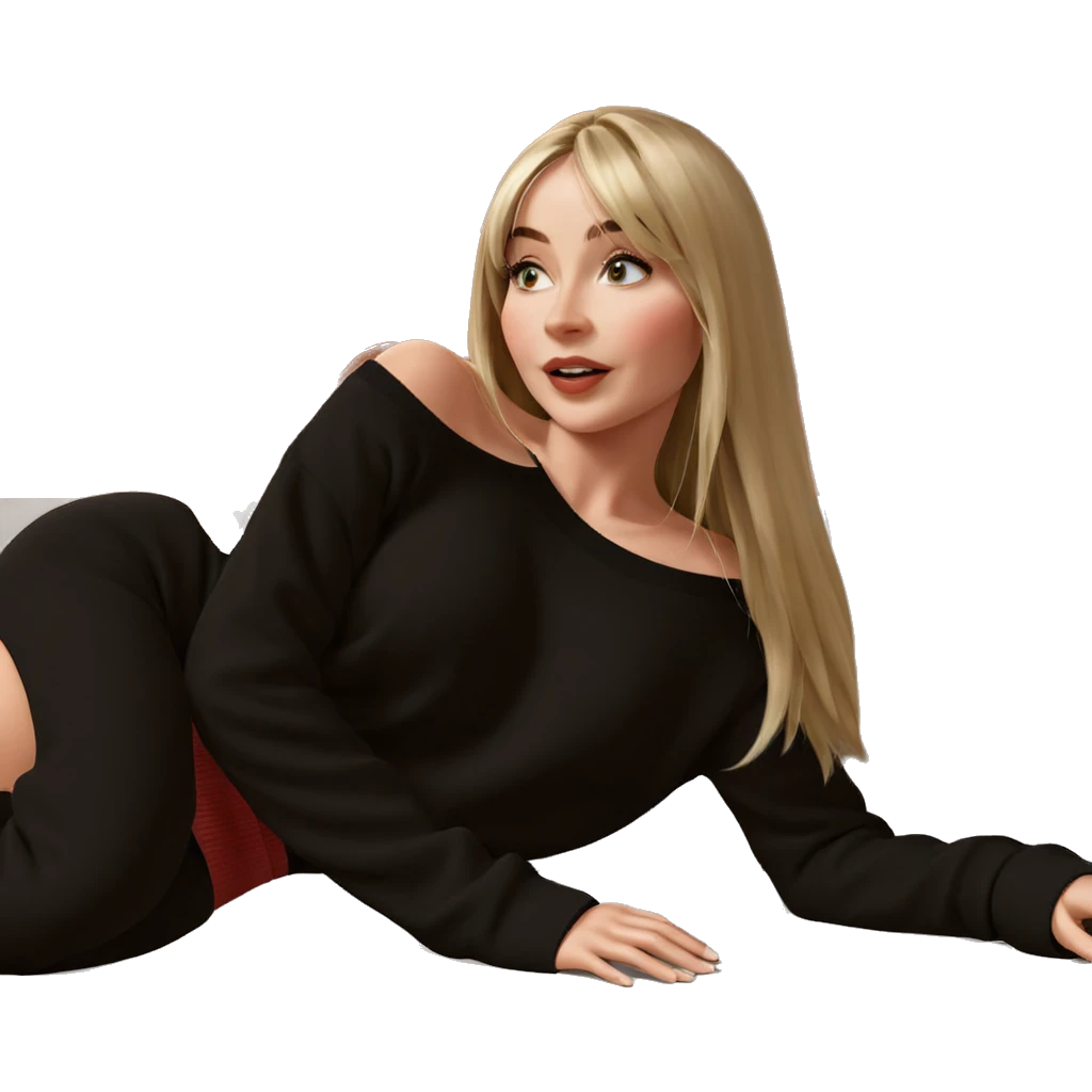blonde girl in cozy sweater emoji