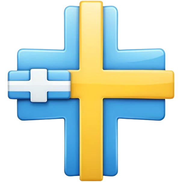 Healthcare symbol with medical cross and Ukrainian colors emoji