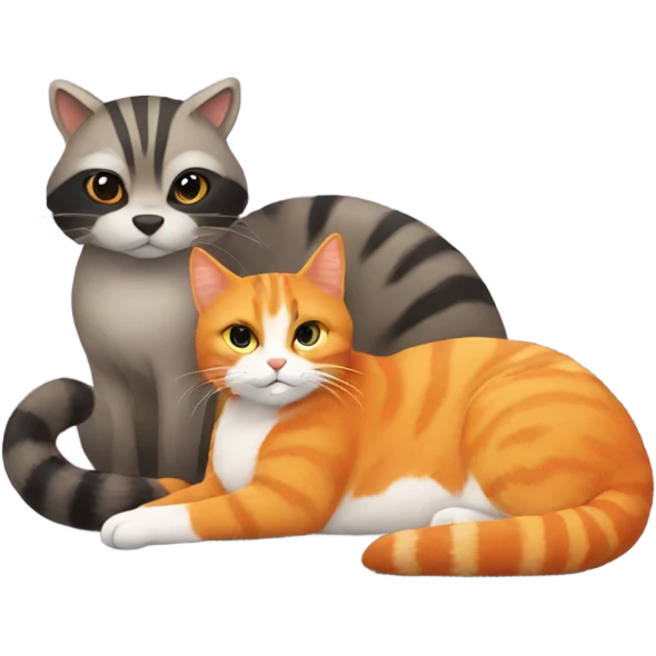 Orange cat and racoon  emoji
