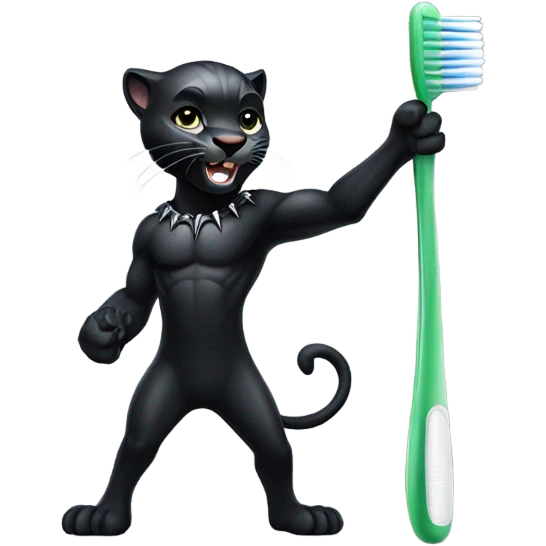 Black panther brushing teeth emoji