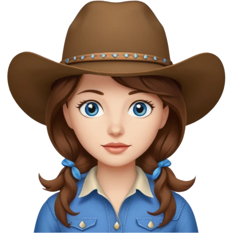 Cowgirl brown hair, estroil blue emoji