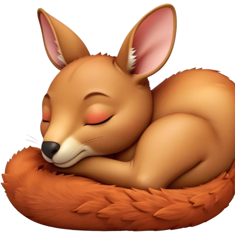 Meme-Worthy Cute Sleeping Kangaroo Portrait Emoji, Head resting peacefully with a contented smile, showcasing a robust build and a luxuriously soft red-orange fur, eyes shut in a serene, restful nap, Simplified yet hilariously adorable features, highly detailed, glowing with a soft, drowsy light, high shine, relaxed and utterly lovable, stylized with an air of playful laziness, bright and heartwarming, soft glowing outline, capturing the essence of a comically sleepy kangaroo, so meme‐worthy it feels like it could instantly become the next viral sensation of adorable slumber! emoji