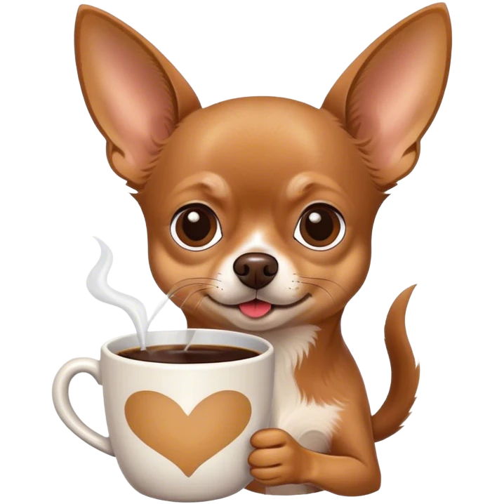 Chihuahua drinking coffe emoji
