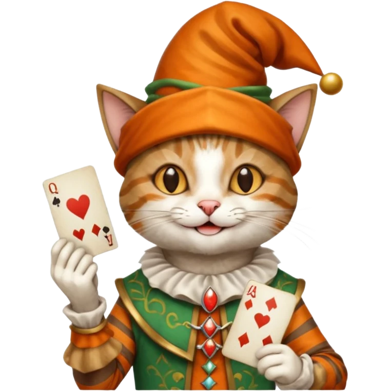 court jester cat medieval, poker cards emoji