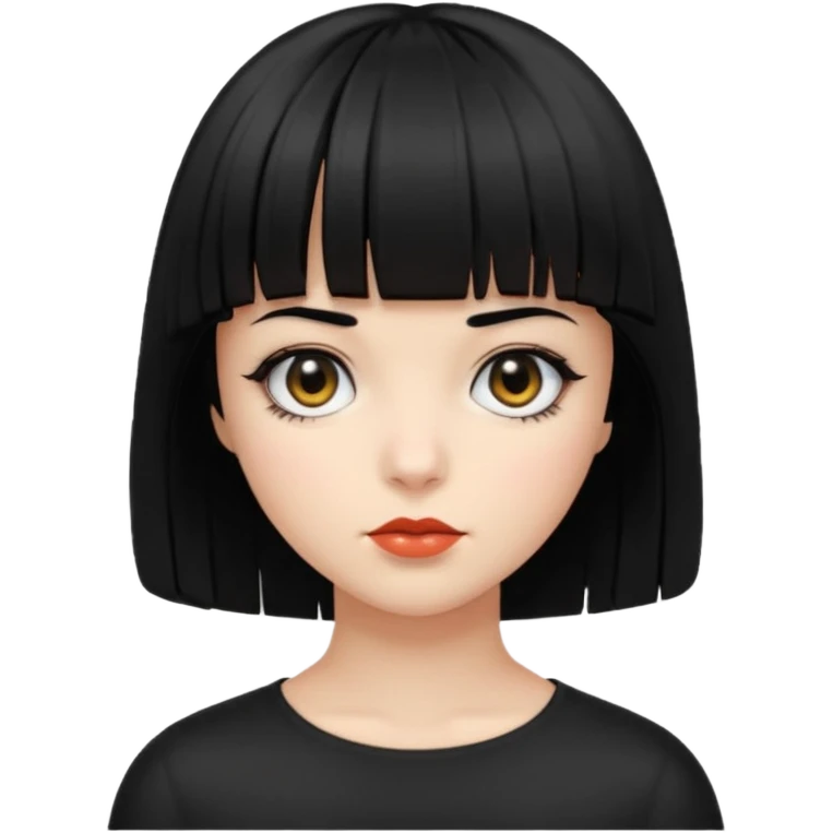 Blackeyes Girl with black bob hair and bang emoji