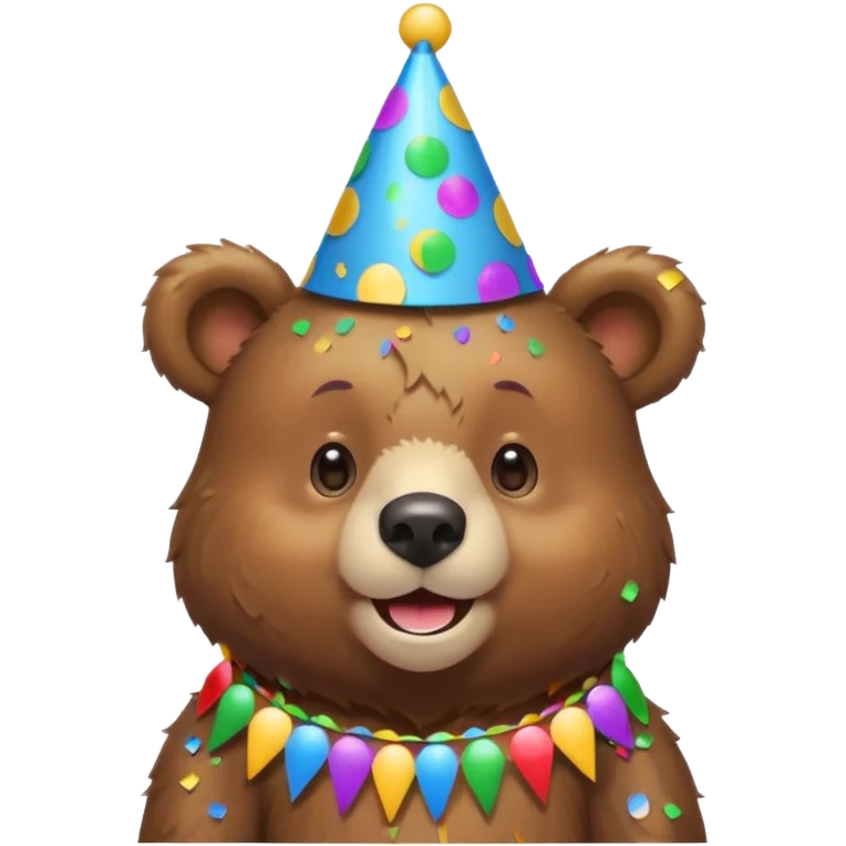 Partying bear cub with confetti  emoji
