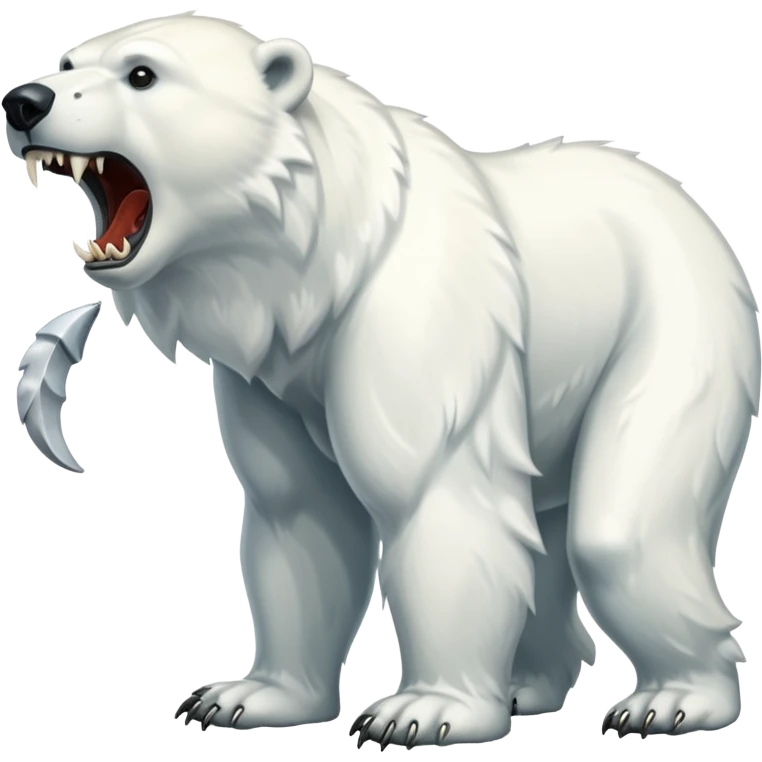 Polar bear with sabertooth fangs and a wolf’s tail; full body emoji