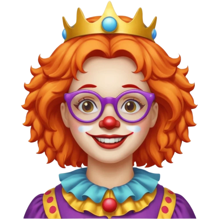 female clown with saint's halo with glasses emoji