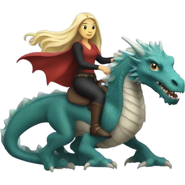 White Woman with long hair riding on a dragon emoji