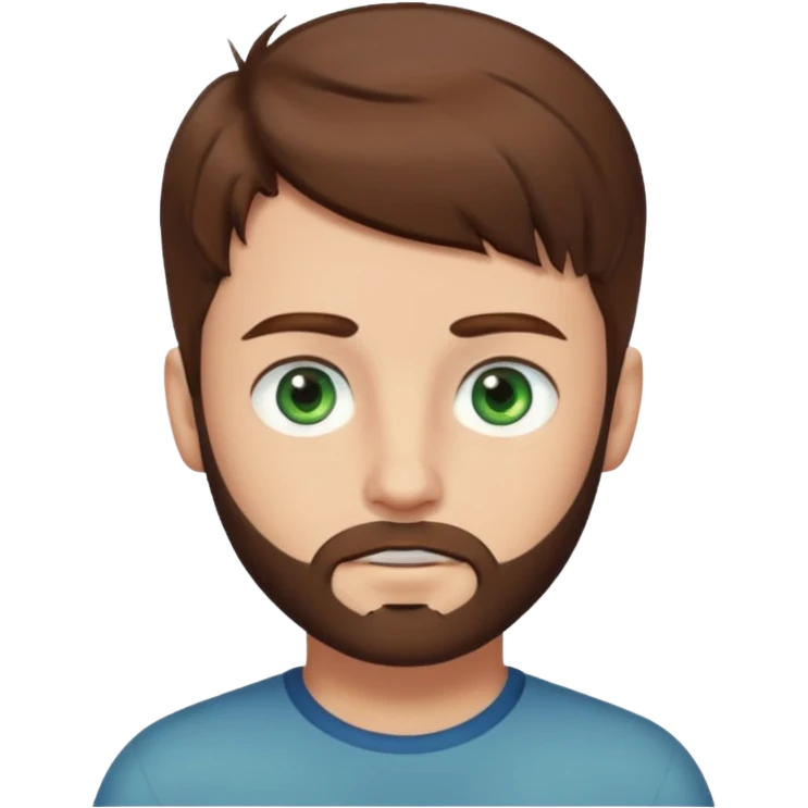 a boy with brown hair, with bluey green eyes, a little bit of beard emoji