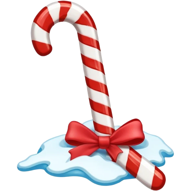 Broken Candy Cane: Cane snapped in half with sugar pieces falling. emoji