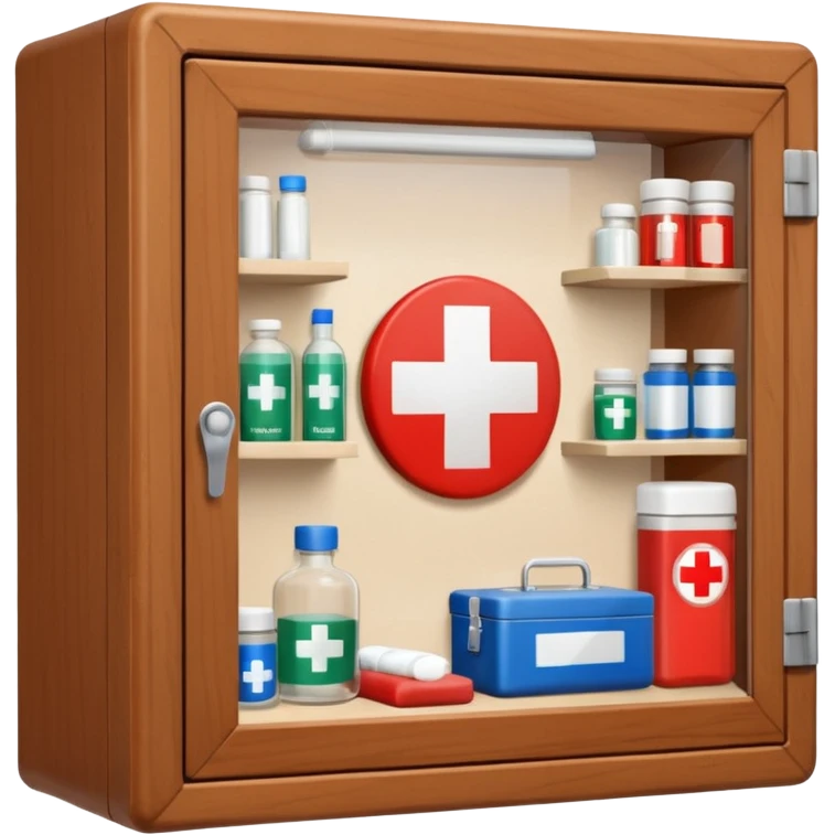 brown first aid cabinet front glass emoji