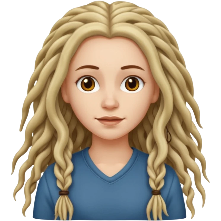white girl, long wavy hair with just some dreadlocks  emoji