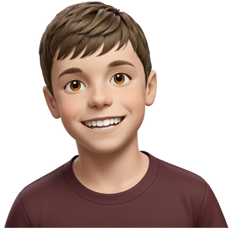 smiling boy with brown hair emoji