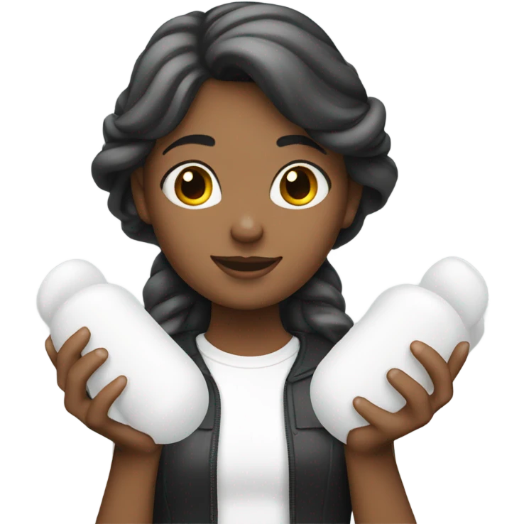 girl with white foam rubbe in hands emoji