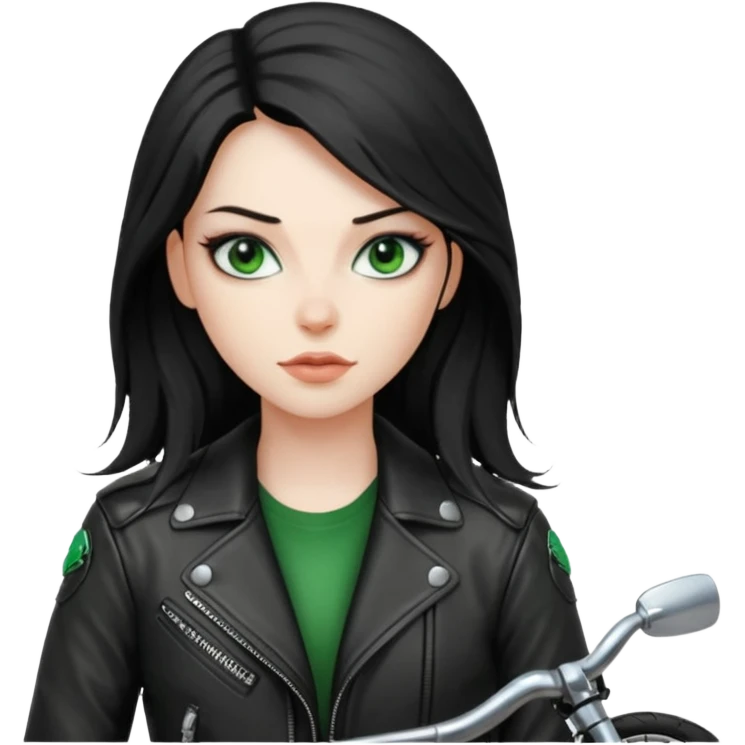 Biker Girl
Black Long Hair
Green Eyes emoji