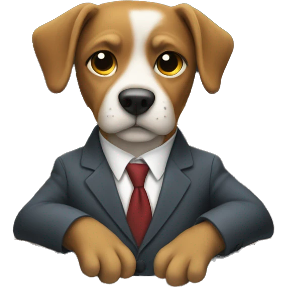 A dog driving a truck In a suit emoji
