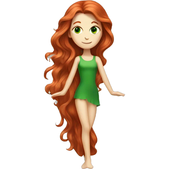 long-haired redhead woman with green eyes in the splits emoji