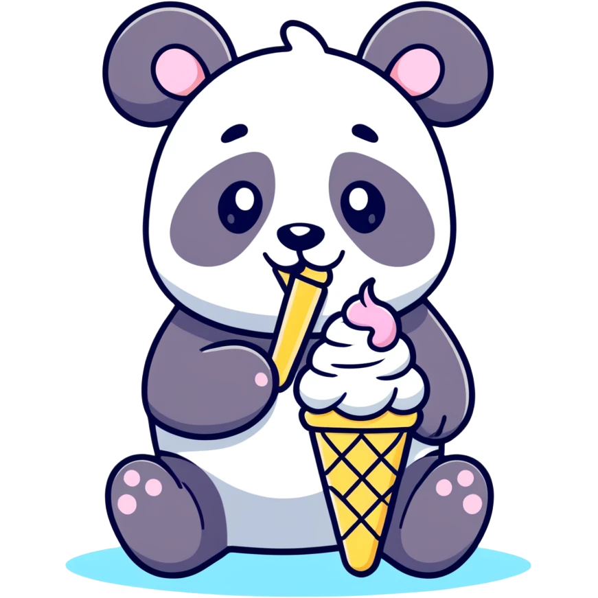 Panda eating ice cream emoji