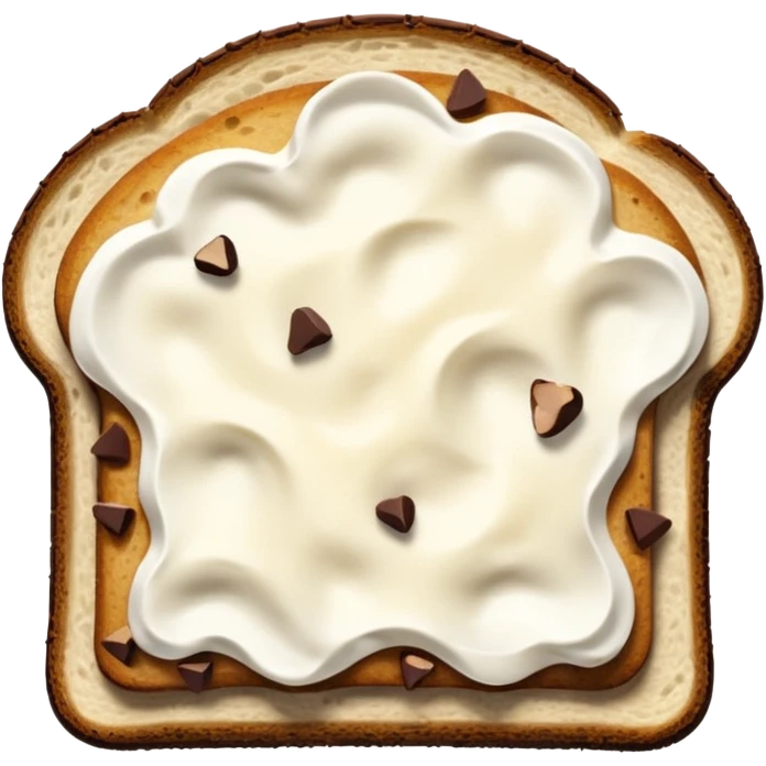 a toast with ricotta and chocolate chips (drops) on top emoji