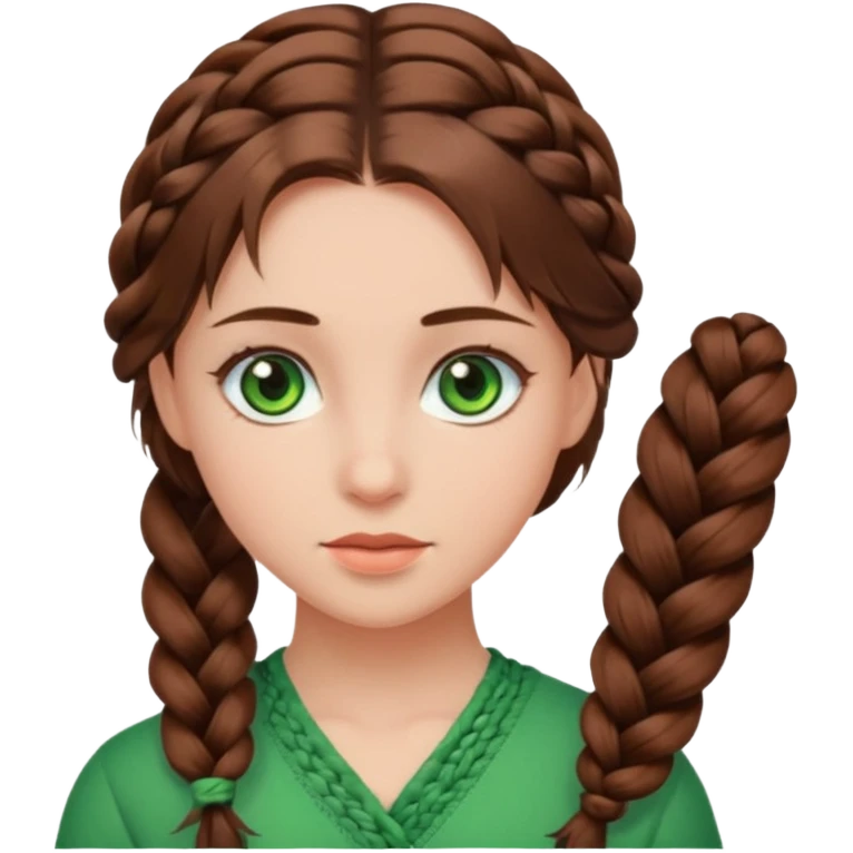 D’une fille au yeux vert avec les cheveux marron mode tresse collée et voilà  emoji
