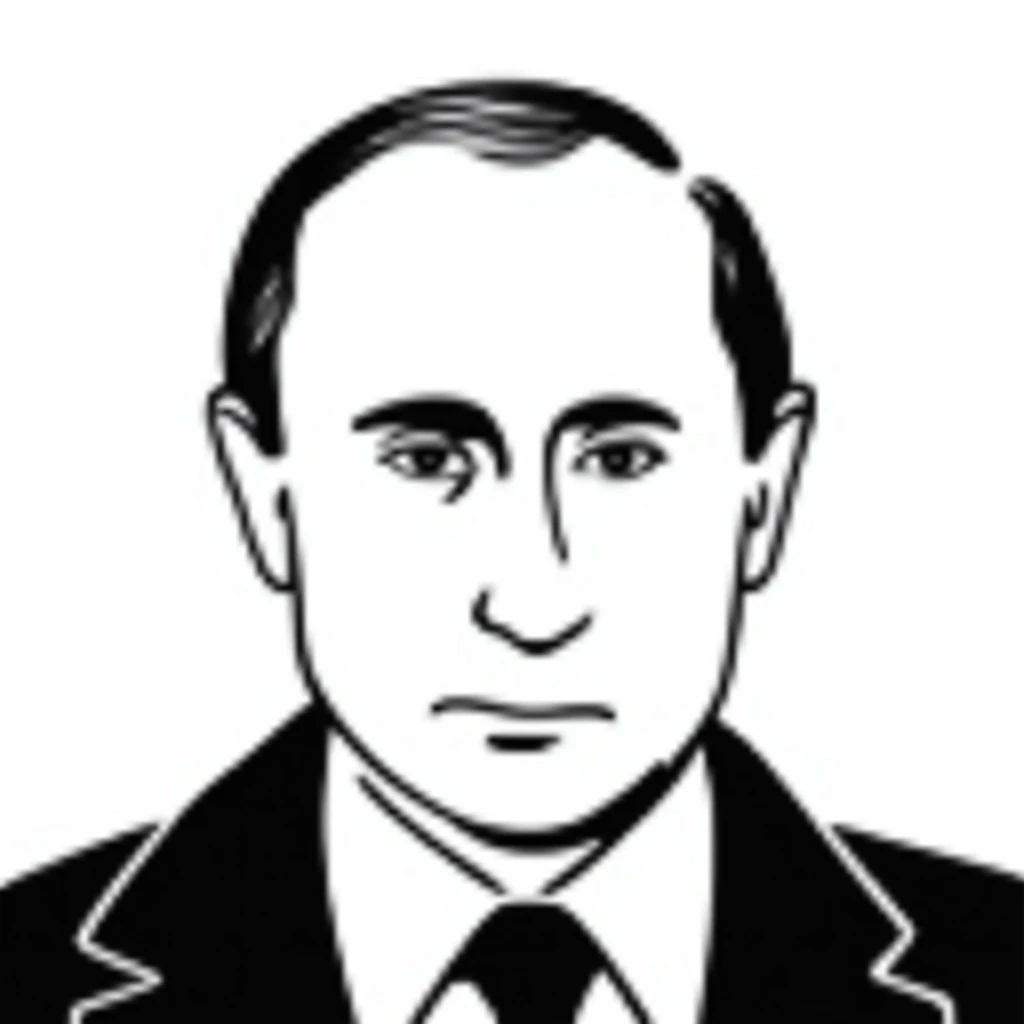Vladimir Putin portrait with realistic details, stern expression, close-up of face emoji