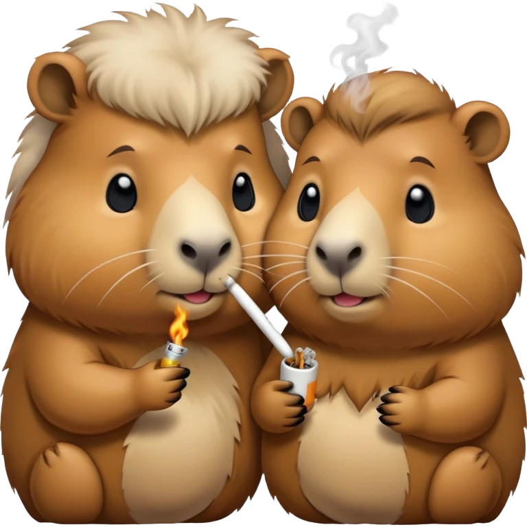 Two ￼ capybara’s smoking ￼ emoji