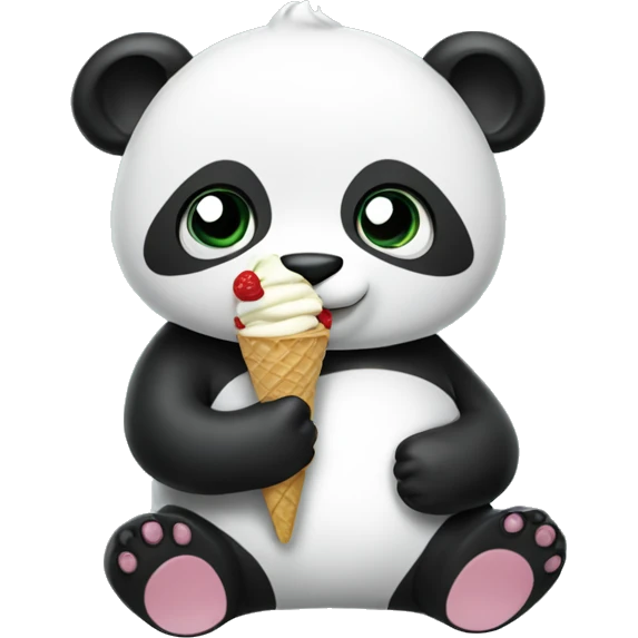 Panda eating ice cream emoji