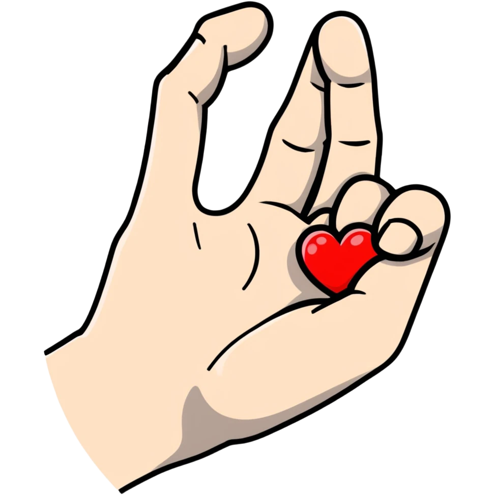 Cute Korean finger heart gesture, hand making a small heart with thumb and index finger emoji