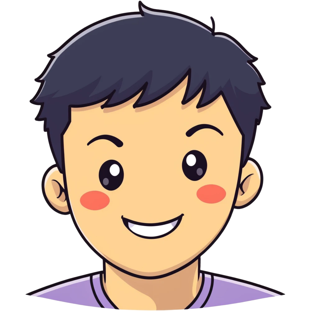 Short black haired male winking with a big smile, young man with short black hair winking one eye and smiling happily emoji