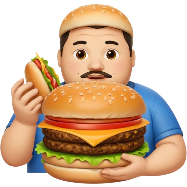 fat guy holding burger emoji