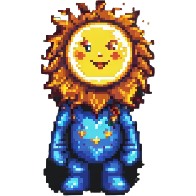 character dazzled by the sun, pixel art style emoji