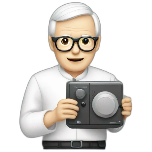 dieter rams holding a font emoji