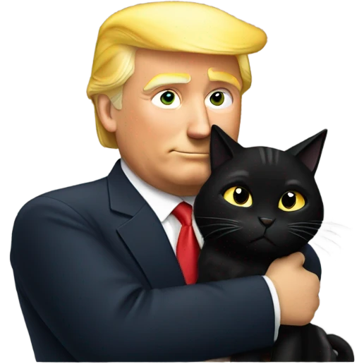 trump hugging black cat emoji