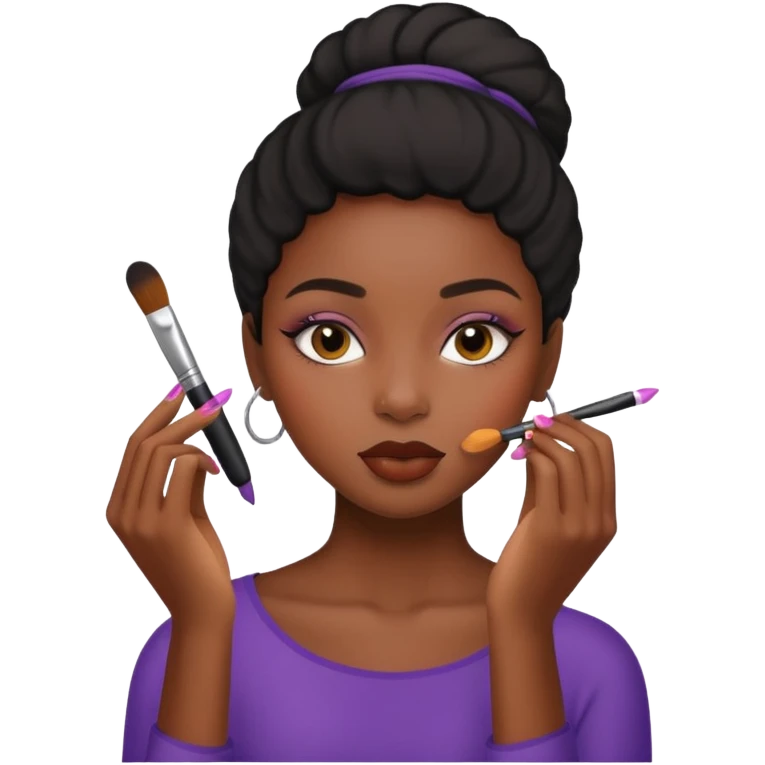 Hyper Realistic black girl doing make up emoji