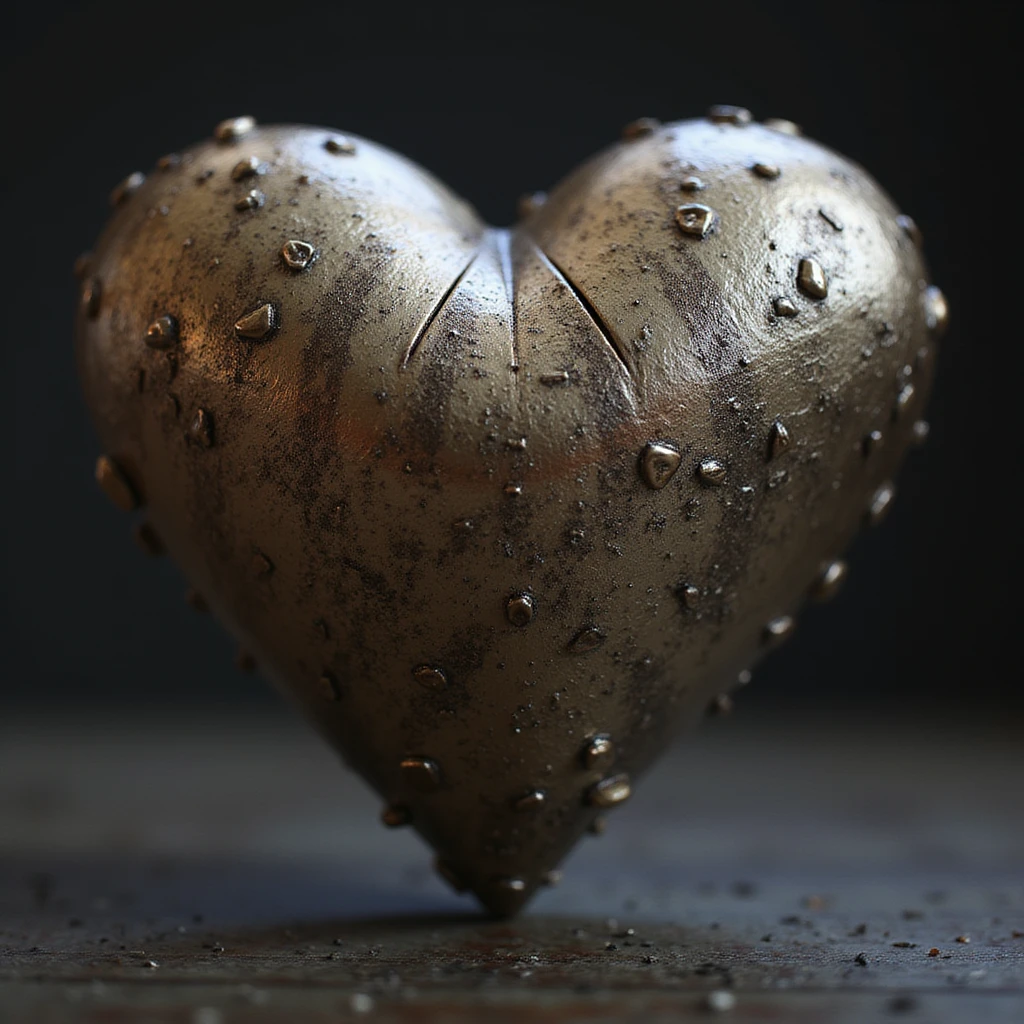a realistic heart-shaped gun, metallic texture, detailed lighting, photorealistic style emoji