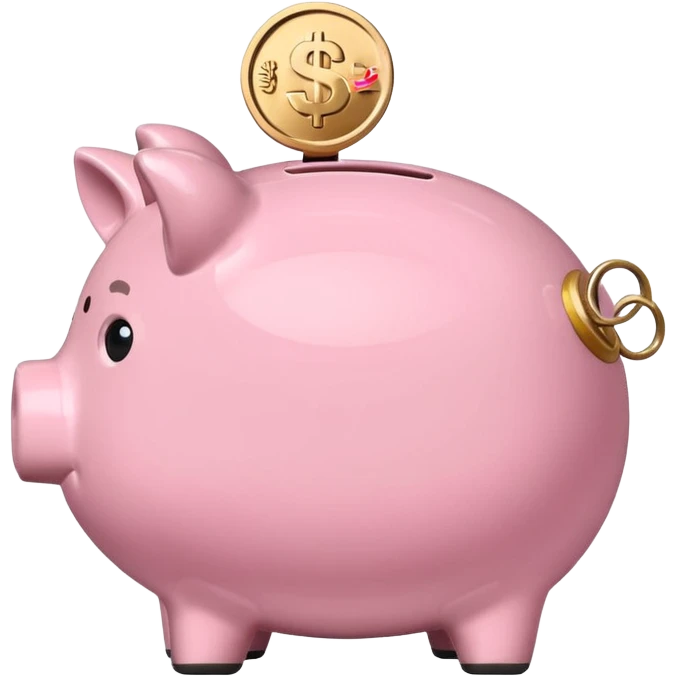 A piggy bank with a coin being inserted, symbolizing company pension savings. Minimalist, clean emoji design. emoji