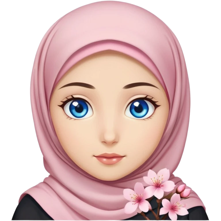 Turkish beautiful finish Konya girl blue eyes with hijab islamic dress and had on her hand sakura emoji